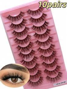 10 pares de pestañas voluminosas rusas D DD y pestañas postizas naturales y esponjosas 3D de visón falso, pestañas postizas de tira completa con volumen y efecto ahumado, pestañas voluminosas naturales con efecto cruzado, pestañas postizas con banda invisible para uso diario - Ver 16