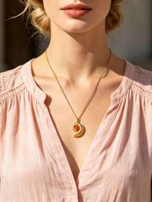 Mazuer 1件海洋风镂空贝壳吊坠项链，18K镀金不锈钢锁骨链，适合夏季海滩和日常佩戴 - 彩色 - 查看 4