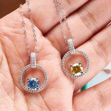 1 mặt dây chuyền bạc S925 đính đá Moissanite tròn 1 carat, thiết kế sang trọng và tinh tế, phù hợp cho phụ nữ đeo hàng ngày, kèm hộp quà tặng. - Một miếng - Xem 3
