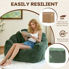 Puf con forma de pata de oso, sofá de espuma viscoelástica, diseño ergonómico, con funda de franela suave y cómoda, extraíble y lavable, ideal como silla de lectura en el dormitorio o residencia de estudiantes. - Verde - Ver 8