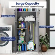 Tall Freestanding Bathroom Cabinet With Adjustable Shelves For Bathroom Entryway - Grey - View 4