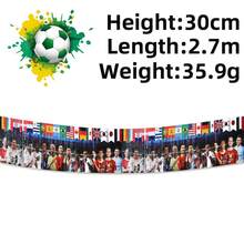 FIFA 2026年国际足联世界杯美国-加拿大-墨西哥悬挂横幅，雨滴流苏装饰，适用于酒吧、餐厅、营造足球氛围，国旗图案，球员星形图案 - 橫幅 - 查看 6