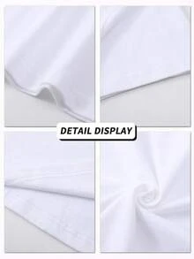 Camiseta de manga corta con cuello redondo suave y casual para mujer, estampado gráfico con cita divertida de "Brother", adecuada para uso diario relajado. Negra. - Blanco - Ver 6