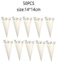 50PCS Butterfly Cone Paper Party Hats, Lace Fringe Edge Flower Paper Cones Birthday Party Decorations - 50 - View 5