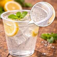 Paquete de 100 Vasos (16oz, 473ml) Desechables Transparentes Resistentes, Ideales para Fiestas, Eventos, Negocios, Bebidas Frías y Reuniones (MC16T) - Transparente - Ver 2