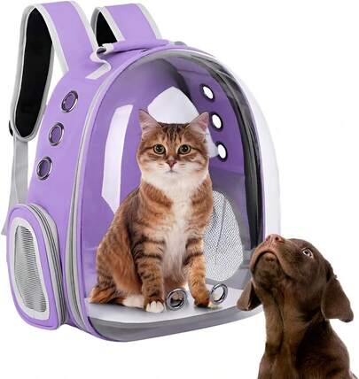 Raganet, mochila para mascotas, perros y gatos, mochila portátil para mascotas pequeñas (hasta kg) Dimensiones: ancho 18, largo 31, alto 42 (morado)
