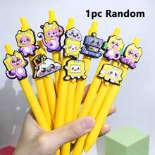 10支装可爱盒装卡通中性笔，黑色墨水，适合派对礼物，书写流畅，可爱猫咪和机器人图案，适合学生和办公人士使用。 - 多色 - 查看 10