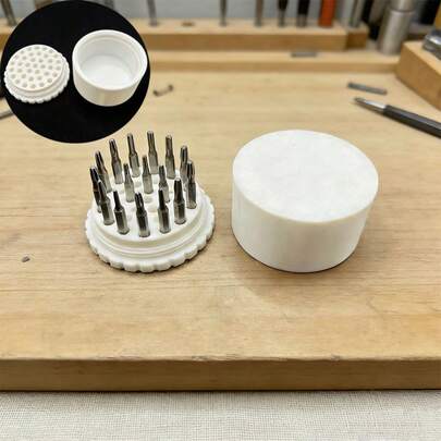 White Screwdriver Bit Storage Box, Minimalist Desktop Bit Holder, Hexagon Screwdriver Bit Organizer Rack, Electrical/DIY Tool Storage, Universal Screwdriver Bit Accessory Storage