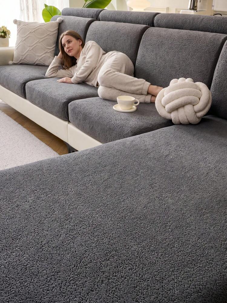 1 tấm bọc ghế sofa co giãn, chống trượt, phủ toàn bộ bề mặt ghế, phù hợp cho mọi mùa, bọc ghế sofa bằng vải, có thể giặt máy, chống bụi, thân thiện với thú cưng, trang trí cho phòng ngủ, văn phòng, phòng khách, phù hợp với ghế sofa 1-4 chỗ và ghế sofa hình chữ L. - Màu xám đen - Xem 1