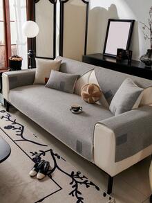1pc Linen Textured Sofa Cover, Non-Slip Pet-Friendly Couch Protector, Breathable Washable Furniture Slipcover For Living Room - Multiple Styles - View 4