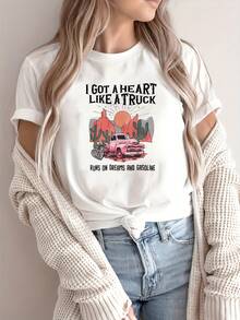 Casual Cartoon T-Shirt - White - View 1