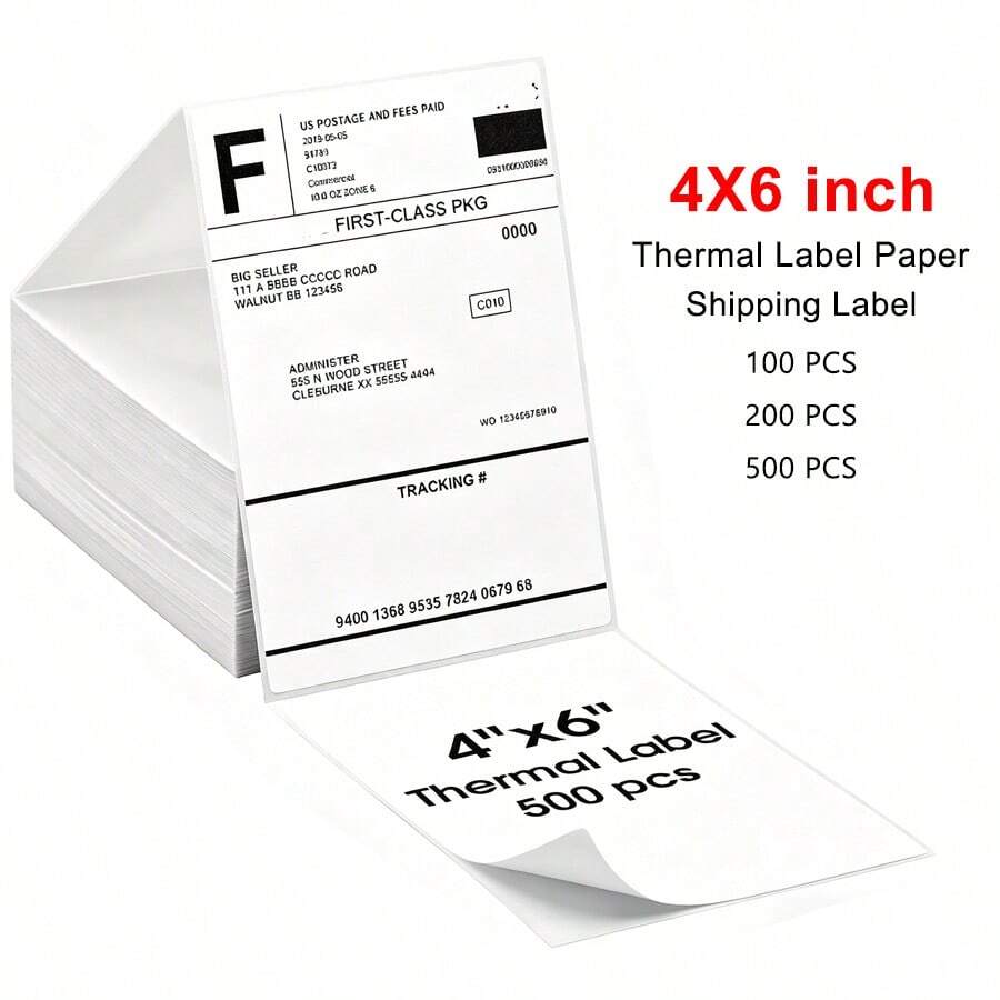 Giấy in nhãn vận chuyển nhiệt Marklife 4x6 inch, 100/200/500 tờ, kích thước 100x150mm, có mã vạch tự dính, dùng cho vận đơn chuyển phát nhanh thương mại.