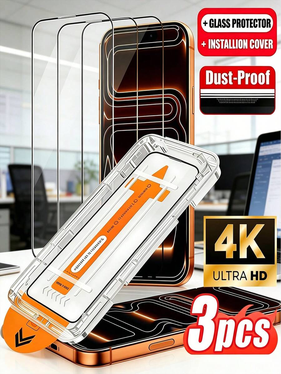 3 Packs - High Definition Phone Screen Protector With Quick Adhesion Design, Scratch-Resistant And Durable, Suitable For Home, School, Office, Outdoor Use To Meet Daily Protection Needs