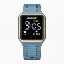 ZOEA Sports Smartwatch With Breathable Perforated Strap + Square Touchscreen + Fitness Style + Daily/Sport Use + Smartwatch - 天藍色 - 查看 3