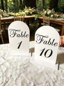 10pcs Transparent/White/Black Acrylic Curved Table Number Holders With Stands, Elegant Minimalist Decor For Wedding Receptions, Engagement Parties, Birthdays And Formal Events - Seat Card B - View 27