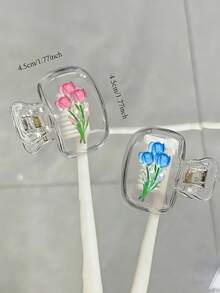 2 Giá đỡ bàn chải đánh răng hình hoa tulip dẹt - Thiết kế dễ thương, tiện dụng khi đi du lịch và ở nhà, có nắp trong suốt, nhỏ gọn và di động, bảo vệ đầu bàn chải, thoát nước và thông gió kép, phù hợp cho gia đình, ký túc xá và du lịch | Giá đựng đầu bàn chải đánh răng đáng yêu, thích hợp để cất giữ trong phòng tắm, sử dụng ở nhà và ký túc xá. - Nhiều màu - Xem 9