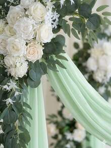 3 piezas de arco de flores de follaje artificial - Decoración de arco de boda con pasto pampa verde, 20 pies de tela brillante blanca para ceremonia y recepción de boda, baby shower, cumpleaños, celebración de graduación, decoración de fiesta de jardín (pasto pampa verde) - Multicolor - Ver 6