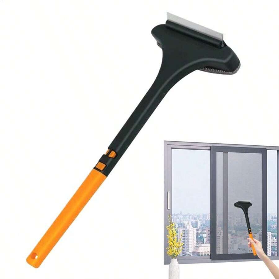 Chổi vệ sinh lưới chắn cửa sổ đa năng, chổi lau cửa sổ, dụng cụ vệ sinh, chổi vệ sinh lưới chắn cửa sổ hai mặt 2 trong 1 kiêm gạt nước kính, cán dài, sử dụng được cả khi lau ướt và khô. - màu vàng - Xem 1