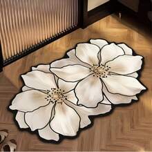 1pc French Milky White Double Flower Asymmetric Shaped Rug, Soft And Delicate Milky White Double Flower Rug With 3D Petal Lines And Fine Texture, Bringing The Gentle Moonlight Into Your Home With A French Atmosphere. Suitable For Bathroom Mat, Bath Rug, Doormat, Small Rug, Carpet, Rug, Home Decor, Area Rug, Outdoor Mat, Bedroom Carpet, Machine Washable - A - View 4