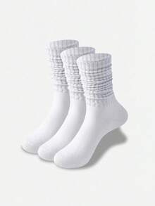 3/5/6/10 Pairs Unisex Soft Breathable Solid White/Black/Gray Crew Socks, Suitable For Daily Wear And Outdoor Activities - Multicolor - View 6