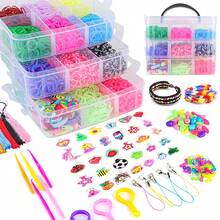 Colorful Rubber Band Bracelet Making Kit, DIY Craft Set With Storage Box, Loom Bands, Hooks, S-Clips, Charms, Tassels And Accessories For Jewelry Making And Personalized Creations - Rubber Band Braiding Kit - View 1