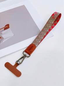 1 pieza Cordón de muñeca grueso y trenzado con clip de hoja de bambú y patrón floral vintage para funda de teléfono móvil - Multicolor - Ver 12