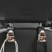 1/2/3个可爱巴哥犬主题2D汽车座椅挂钩，带隐藏式后座储物空间，亚克力多功能汽车配件，可用于整理包袋和瓶子，可爱的后座收纳挂钩，完美的汽车内饰装饰和实用的悬挂解决方案，适用于轿车、SUV和卡车。 - 彩色 - 查看 4