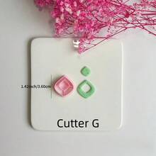 抽象石紋黏土切割器套組，不對稱壓紋聚合物黏土模具，適用現代極簡與波希米亞風耳環，完美契合大地色與中性色調珠寶風格 - 粉色 - 查看 16