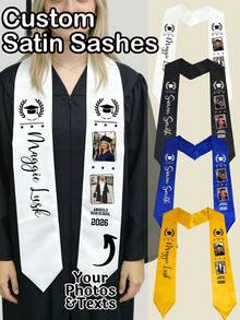1/5/10/20/40pcs Customized Graduation Sashes, Personalized Graduation Sashes Made Of Customized Ribbons, 2026 Personalized Design, Suitable For Graduation Gowns - Customizable Text, 2026 Graduation Commemorative Gowns, Photos And Names On Ribbons, Perfect Gift For Classmates, Friends, Family And Graduates, Women's Scarves, Men's Scarves, Graduation Gifts, Graduation Decorations, Customizable Items, Party Favors, Graduation Party Decoration Essentials - Multicolor - View 2