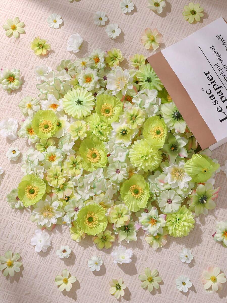 50件绿色人造花卉用品套装 - 人造花、仿真花、手工头饰、花环材料、婚礼花卉用品。适用于制作花环、节日和生日派对装饰、新娘腕花、花艺工艺品、家居和花店用品、园艺装饰、母亲节装饰，全年适用。