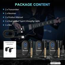 Wireless Guitar System 2.4GHz 2 Modes, Thumb-Size, 90° Rotatable, 100ft Range, Wireless Guitar Transmitter Receiver Plug & Play For Guitar, Bass, Violin, Keyboard - 黑色 - 查看 1