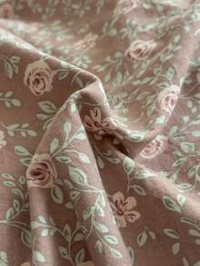 Juego de ropa de cama de 3 piezas de 100% poliéster de la serie floral de primavera 2026 con bloqueo de color AB, incluye 2 fundas de almohada con moño + 1 edredón, apto para todas las estaciones - Multicolor - Ver 7