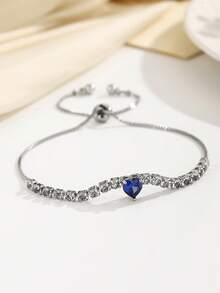 1 pieza Brazalete ajustable con forma de corazón de cobre - azul real - Ver 2