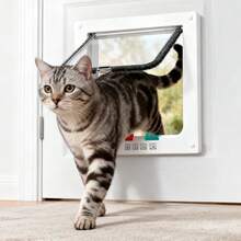 WHIFFEE Large Cat Door For Window, Lockable Pet Screen Door With 4 Way Lock, Weatherproof Dog Door For Sliding Glass Window, Suitable For Cats And Small Dogs Up To 25 Lbs - White - View 11