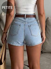 Shorts vaqueros cortos de estilo casual y sexy al estilo americano con bolsillos y abertura lateral para el verano - Lavado ligero - Ver 6