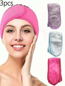 3pcs Elastic Waist Headbands, Suitable For Facial Cleansing, Makeup, Makeup Removal, Travel, Fits All Skin Types,Festival,Party - Multicolor - View 10