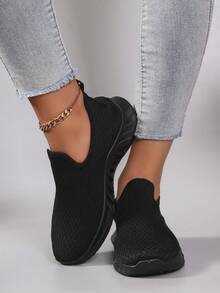 STEPREACH Giày thể thao nữ casual thời trang mùa xuân mới, thoải mái, thoáng khí, nhẹ, chất liệu lưới. - màu đen - Xem 4