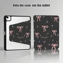 1pc Pink Bow & Floral Pattern PU Leather Flip Cover Desk Protector With 360° Rotating Stand & Pen Slot, Compatible With Samsung A9/A9+/S9/S9FE/A11/A11+/S11/S10 FE/S10 FE+/S10 Lite, A16 2025, Air 11/13, M3 2025, Mini 7 A17, Pro 2024, Air 11/13, M2 2024, Pro 11/13 - Multicolor - View 5
