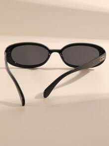 1 Paar retro ovale modische Brillen, stilvoller Accessoire elegante Brille, geeignet für Reisen, Strand, Familienausflüge, Wandern, Partys, Feiertage, Geburtstagsgeschenke und andere Anlässe - Schwarz - Übersicht 4