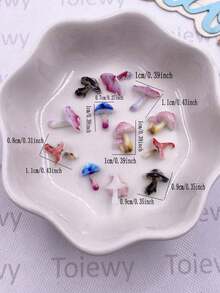 40pcs Cute Resin Mini Colorful Mushroom Flat Bottom Rhinestone Art Stickers, DIY Clothing Craft Decorative Accessories - Random mixed - View 5