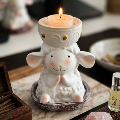 1pc Blessing Sheep Candle, Home Decor, Room Decoration, Party & Holiday Decoration, Suitable For Home, Office, Wedding, Living Room, Can Be Used As Valentine's Day Gift, Holiday Gift, Birthday Graduation Gift, Wedding Gift, Best Friend Gift, Women's Gift, Winter Gift, Home Decor Gift, Eid Gift, Mother's Day Gift