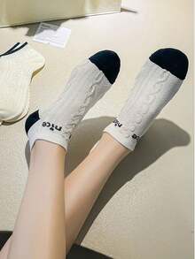 1/5 Pairs Random Black & White Bow Knot Breathable Cute Sweet Short Socks, Suitable For Daily Commute Outfit, Spring/Summer - Multicolor - View 8