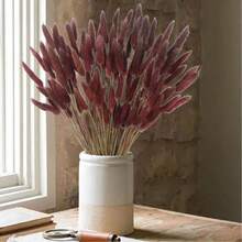 55-60 Pcs Random Delivery, Approximately 16.5 Inch Khaki Artificial Bunny Tail Grass, Suitable For Bohemian Style Floral Decor, DIY Crafts, Home Kitchen And Wedding Decor, Christmas Decor, Thanksgiving Decor, DIY Wreath Decor - Dark Red Brown - View 6