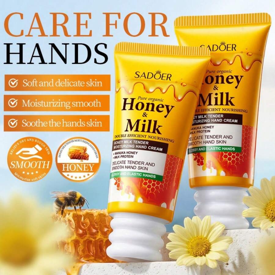 SADOER Honey Milk Smooth Moisturizing Hand Cream, Nourishing Anti-Dryness, Fades Fine Lines, Hand Care Cream - Honey and Milk Hand Cream - View 1