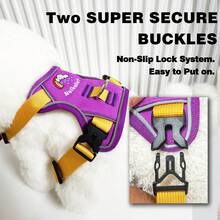 Adjustable Padded Reflective Oxford Cloth Anti-Pulling Dog Harness, Suitable For Large Dogs. No-Pull Dog Harness, Front Clip, Heavy-Duty Reflective Design, With Easy-Control Handle, Suitable For Walking Large Dogs. - Purple - View 5