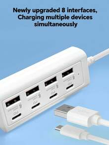 Durcord 8端口USB+Type-C扩展坞，8合1 USB集线器带开关，便携式分线器适配器，适用于电脑、笔记本电脑、手机、U盘、鼠标、读卡器、键盘、游戏设备、MP3播放器、硬盘等。 - 多色-8合1 - 查看 9
