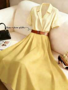 Women Midi Dresses - 黃色 - 查看 9