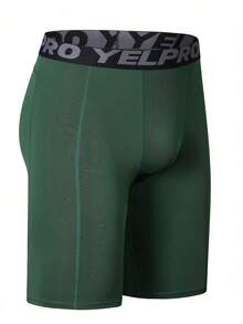 Compression Shorts With Pockets, Moisture-Wicking Elastic Tight Shorts For Fitness, Outdoor Sports, Running, Training - Army Green - View 3