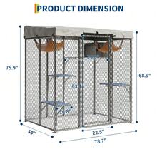 Large Outdoor Catio 79'' Cat Enclosure With 4 Platforms, Hammock, Condo And Waterproof UV-Resistant Roof, Outdoor Walk-In Metal Cat Patio Shelter For Multiple Cats 76''h - L - View 2