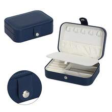 Caja de joyería portátil 2024, organizador de joyería, caja de joyería de viaje, cajas de almacenamiento de cuero con botones, joyeros con cremallera - dijo - Ver 10